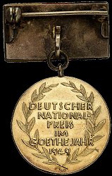 German National Prize in the Goethe Year 1949, Reverse